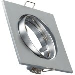 Collerette downlight carre orientable pour ampoule gu10 / gu5. 3 coupe  72mm argent