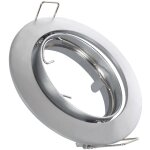 Collerette downlight ronde orientable pour ampoule gu10 / gu5. 3 coupe  72mm argent