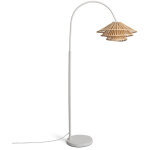 Ledkia ? lampadaire m�tal et bambou ail�n blanc ? hauteur ajustable ? douille e27 ? �clairage chaleureux ...