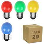 Efectoled - pack 20 ampoules led e27 3w 300 lm g45 4 couleurs multicolore