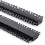 Ledkia ? profil� aluminium pour pl�tre / placo ? capot continu noir pour double ruban led jusqu'� 20 ...