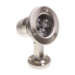 Spot led fixation au sol inox 12v 3w 3000k blanc chaud