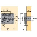 Serrure de meuble  cylindre  palastre variable pour cylindre interchangeable z 23 18 lehmann