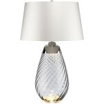 Elstead lena - grande lampe de table fume  2 ampoules avec abat - jour blanc cass, verre teint fume, ...