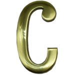 Lettre c en laiton poli edm fixation invisible 10cm
