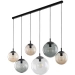 Licht - erlebnisse - lampe � suspension m�tal verre fum� e27 h: max. 150 cm abat - jour boule marron ...