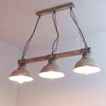 Licht - erlebnisse - lustre suspension d'intrieur hakon en bois blanc shabby au design vintage  3 lumires ...