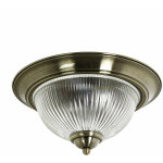 Licht - erlebnisse - plafonnier m�tal verre en laiton antique ip44 � 31 cm ron 2x e14 art nouveau