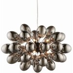 Lighting infinity - pendentif plaque effet chrome noir & verre teint effet miroir smokey 8 lumire dimmable ...