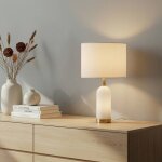 Lindby - lampe � poser 'alabaster' en textile pour salon & salle � manger