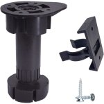 Linghhang - 16 pieds de meubles en plastique noir r�glables en hauteur avec clips, pieds de meubles de ...