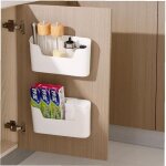 Linghhang - 2 pi�ces armoires de cuisine porte bo�te de rangement(blanc), adh�sive bo�te de rangement ...