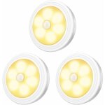 Linghhang - lampes led pour armoire / armoire, 3 pi�ces, veilleuse, d�tecteur de mouvement led avec base ...