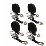 Linxor - lot de 4 sangles d'arrimage avec tendeur  cliquet et 2 crochets - 35 mm x 7 m - noir
