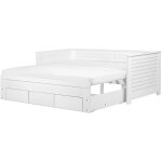 Lit banquette gigogne en bois blanc 90 x 200 cm elégant et minimaliste pour chambre scandinave ou contemporain ... Lit banquette gigogne en bois blanc 90 x 200 cm elégant et minimaliste pour chambre scandinave ou contemporain ...