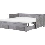 Lit banquette gigogne en bois gris 90 x 200 cm de style minimaliste pour chambre scandinave ou contemporaine ...