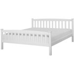 Lit double en bois blanc 140 x 200 cm style traditionnel et classique pour chambre moderne ou scandinave ... Lit double en bois blanc 140 x 200 cm style traditionnel et classique pour chambre moderne ou scandinave ...