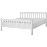 Beliani - lit double en bois blanc 160 x 200 cm style traditionnel et classique pour chambre moderne ... Beliani - lit double en bois blanc 160 x 200 cm style traditionnel et classique pour chambre moderne ...