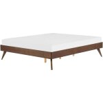 Beliani - cadre de lit double moderne placage de bois de frêne foncé sommier à lattes mdf 160 x 200 cm ... Beliani - cadre de lit double moderne placage de bois de frêne foncé sommier à lattes mdf 160 x 200 cm ...