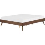 Beliani - cadre de lit double moderne placage de bois de fr�ne fonc� sommier � lattes mdf 140 x 200 cm ...