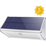 1100 lm 46 led 4500mah, applique murale solaire extrieure, coque en alliage d'aluminium, dtecteur de ...