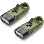 Litzee - lampe torche solaire rechargeable(lot de 2), led lampe d'urgence � dynamo manivelle flashlight ...