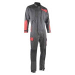 Lma - combinaison de travail double zip tricolore sesame gris / rouge s