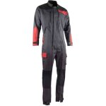 Lma - combinaison de travail double zip tricolore sesame gris / rouge l