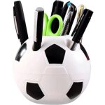 Lntyq pot � stylos, pot � crayons en forme de ballon de football, organiseur bureau avec 6 trous, porte ...