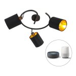 Lofty - led plafonnier avec abat - jour - 3 lumire -  60 cm - noir - moderne - clairage intrieur ...