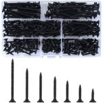 Longziming - 220 pi�ces vis � bois autotaraudeuses, vis autoforeuse � t�te plate crois�e noire, vis � ...