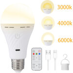 Lot de 1 ampoule led rechargeable e27 2200mah avec t�l�commande, 3 temp�ratures de couleur variateur, ...