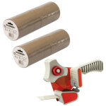 Lot de 1 devidoir plus 12 rouleaux adhesif emballage marron 48 mm x 66 m�tres
