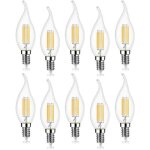 Lot de 10 4w ampoule de filament led e14 470lm flamme bougie blanc froid 6000k, non - dimmable, angle ...