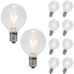 Lot de 10 ampoules g40 de remplacement 220v 7w ? culot e12, globe transparent, blanc chaud pour guirlandes ...