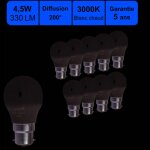 Lutece - arc - jamais utilis�] lot de 10 ampoules led b22 4, 9w 470lm 3000k - garantie 5 ans