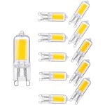 Lot de 10 ampoules led g9, 2 w, blanc froid 6000 k, 200 lumens, non dimmables.