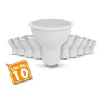 Lot de 10 ampoules led gu10 7w eq. 75w 4000k blanc naturel