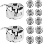 Lot de 10 canettes de machine � coudre en m�tal + 2 bo�tes � canette - pour machines toyota, brother ...