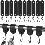 Lot de 10 crochets avec boucle en cuir - pour tringle � v�tements - en acier inoxydable - noir - 12, ...