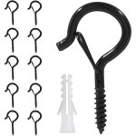 Lot de 10 crochets � vis, piton � visser noir, crochets � visser en acier inoxydable, avec boucle de ...