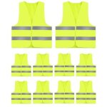Lot de 10 gilets jaunes de s�curit� r�fl�chissants haute visibilit�, gilet jaune adulte et enfant, g ...