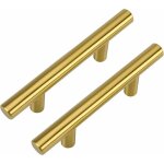 Lot de 10 poignees meubles porte poignes placard tiroirs en acier inoxydable avec vis or - entraxe 64mm ...