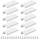 Lot de 10 poign�es de placard de cuisine - poign�e invisible en alliage d'aluminium bross� argent�, entraxe ...