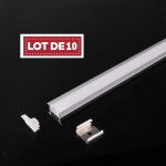 Lot 10 - profil en aluminium pour ruban led bouchons pvc transparent 1m x 25mm x 6mm - digilamp