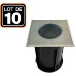 Lot de 10 spots encastrable de sol carr inox 304 pour gu10
