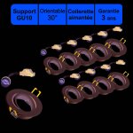 Lutece - arc ? lot de 10 supports spot encastrables orientables aimant�s ? douille gu10 incluse ? installation ...