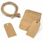 Lot de 100 �tiquettes en papier kraft - �tiquettes � suspendre avec cordon en jute naturel de 20 m pour ...