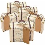 Lot de 100 mini bo�tes � drag�es en papier kraft vintage avec �tiquettes et ficelle en toile de jute ...