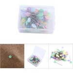 Lot de 100 pcs �pingles droites t�tes color�es pour couture artisanat diy (fleur claire)